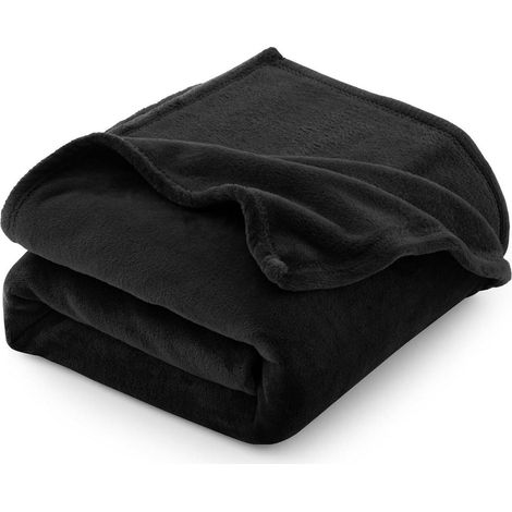 Kuscheldecke Flanell Fleece 130x150 cm Sofadecke 130 x 150 cm Schwarz (1/5)
