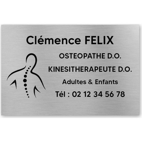 Plaque professionnelle PVC 30x20 Personnalisée avec Logo | Kinésithérapeutes - Argent lettres noires (1/3)