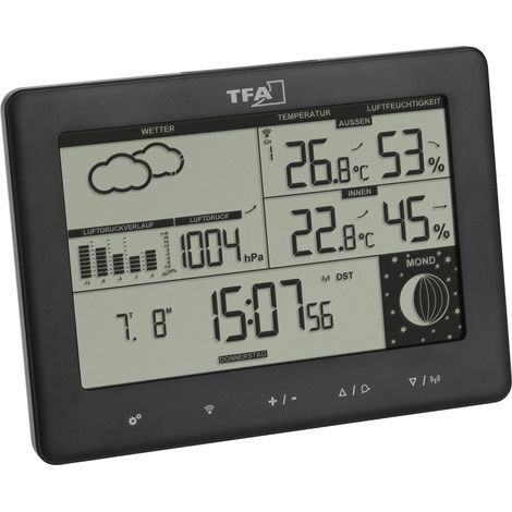 Stazione Meteo Radio TFA nera con Allarmi Multipli