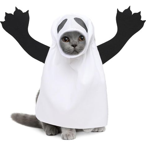 Geisterhund-Kostüm, kleines Hunde-Cosplay-Outfit, Tierparty Halloween-Geisterhund-Kostüm für drinnen und draußen, Zuhause, Treffen, Partys, Cosplay, Aufführungen, Karneval (1/5)
