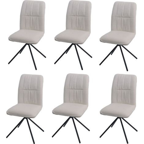 [JAMAIS UTILISÉ] Lot de 6 chaises de salle à manger HHG-432, chaise de cuisine, pivotante avec retour automatique, tissu/textile chenille (340 g/m²) Öko-Tex, crème (1/5)