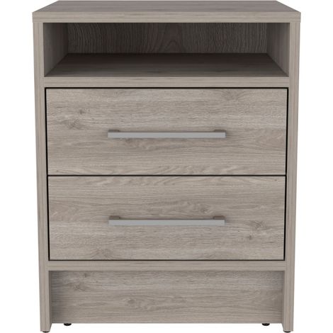 Mesa de Noche Eter con dos cajones Ceniza , 50.54 cm X 39.87 cm X 37.33 cm , Gris / plata