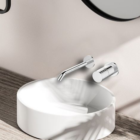 Miscelatore lavabo da incasso finitura cromo con dettaglio trama diamantata BRASS Kamalu