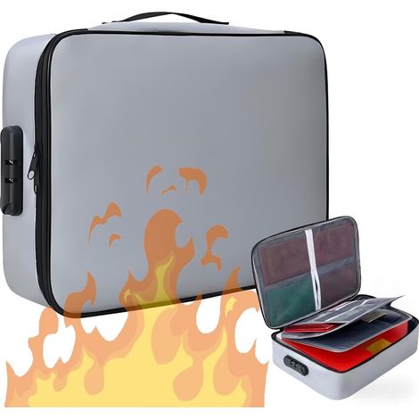 Boîte à Documents Ignifuge avec Serrure – 36,8 x 27,9 x 10,2 cm, Grande capacité, Sac à Documents Ignifuge, boîte de Rangement verrouillable résistante à l'eau pour passeports, certificats (1/5)
