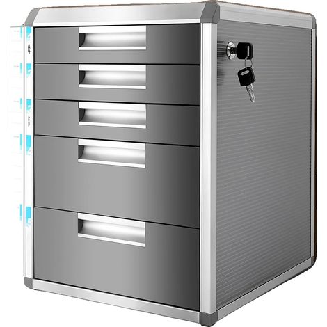 Caja archivadora de 5 cajones, compatible con documentos A4, con cierre de seguridad, fabricada en plástico ABS resistente y con un diseño que ahorra espacio. (1/5)