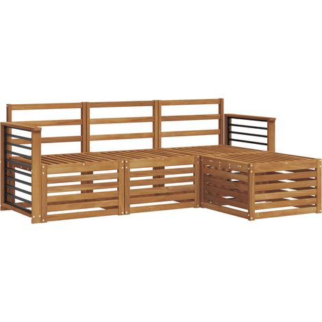 Sofa Sets 4 pcs Natural Solid Acacia Wood vidaXL