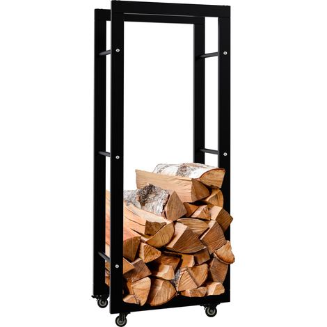 Legna da ardere Keri con rotelle nero 25x40x100 cm