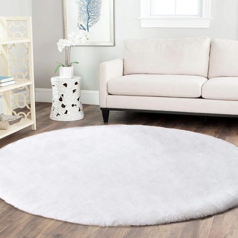 1 Tapis Rond Blanc 150 cm Fausse Fourrure Lavable Salon Chambre Bureau (1/5)