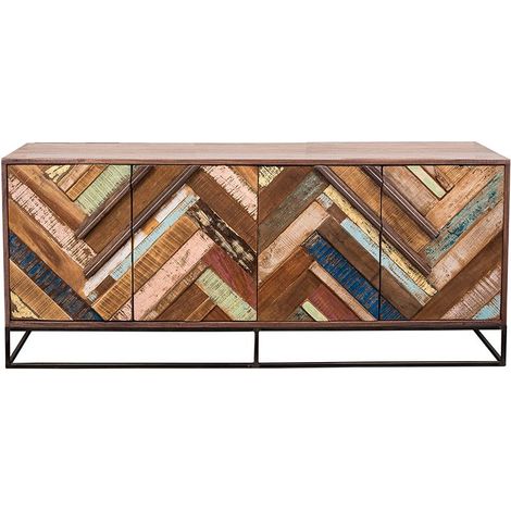 Buffet bois et métal 4 portes 175cm RITA Kayu Intérieur - 175x47x75 cm - Kayu Meuble (1/5)
