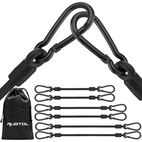 Spanngummi mit Karabiner 6er Set, 3 Längen 60-150cm, Schwarz (1/5)