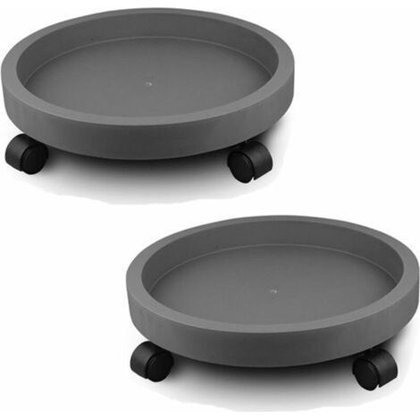 Paquet De 2 Palettes pour Plantes Rondes, Support en Pot De Fleurs, Plateau Mobile pour Plantes avec roulettes D intérieure: 24,5 cm/Gris foncé (1/5)