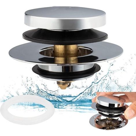 Tappo universale per vasca da bagno, tappo di scarico per vasca con anima elastica, accessorio per il bagno con O-ring incluso. Adatto per... (1/5)