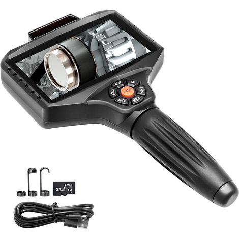 Caméra d'inspection triple lentille avec éclairage, écran IPS 12,7 cm, endoscope industriel, zoom 8x HD 1080P, écran divisé, 10 LEDs, pour automobile et plomberie (5m) (1/5)