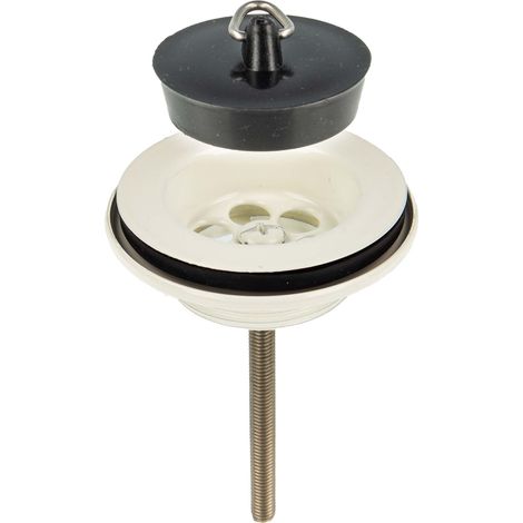 tecuro Universal Ablaufventil weiß RAL 9010, 1 1/4 Zoll - für Waschbecken mit Stopfen
