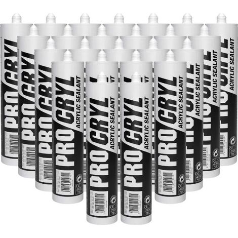Caja de 24 masillas acrílicas PRO CRYL blancas, 280 ml