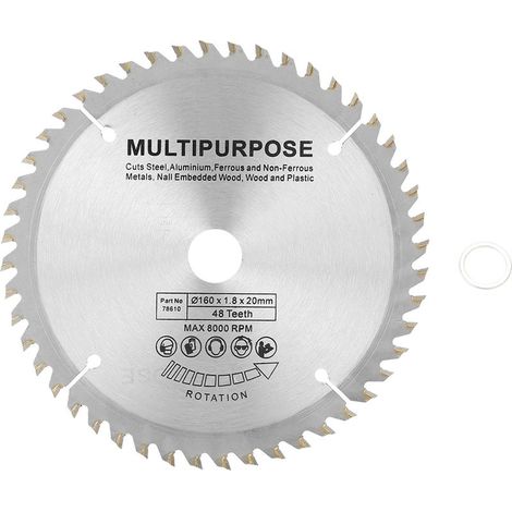 Lame de scie circulaire 48 dents en carbure pour coupe du bois, accessoire pour scie circulaire. (1/5)