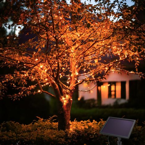esotec Solar LED-Lichterkette 200 LEDs bernsteinfarben, 20m, winterfest 102569 (1/5)
