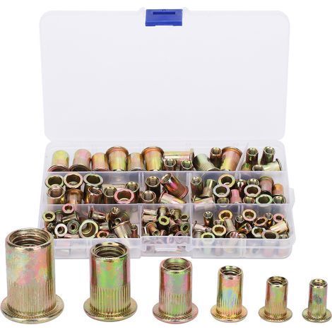 150pcs Galvanized Rivet Nut Set Mixed Insert Fastener Rivet Nut Threaded Hardware Parts (1/5)