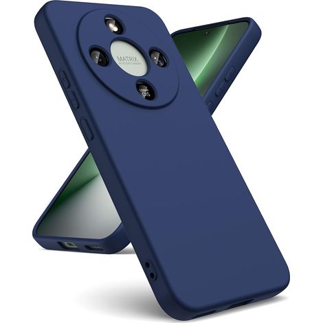 Coque pour Honor Magic 8 Lite 5G,Silicone Liquide, Intérieur Microfibre, Housse Protection Antichoc, Étui Résistant aux Rayures - Bleu Nuit (1/5)