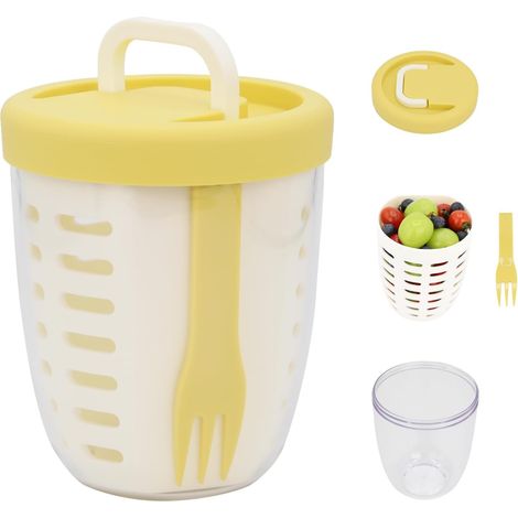 Contenedor de fruta impermeable, caja de almacenamiento, contenedor de alimentos, portátil, ideal para viajes, contenedor de fruta redondo (1/4)