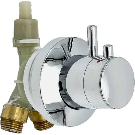 Novellini – Robinet mitigeur thermostatique RUBTPLA10K – Tête de robinet chromée – Compatible cabines et panneaux de douche – Entrée d'eau avec filetage