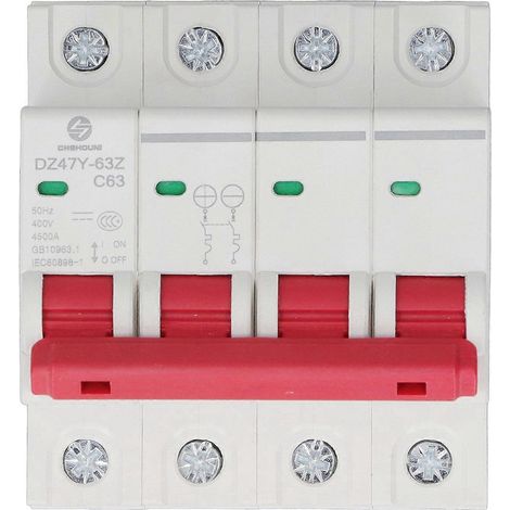 Überspannungsschutzgerät mit Überlast- und Kurzschlussschutz, maximal 400 V, DZ47Y 63Z C63 4P