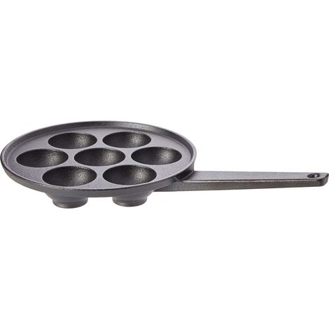 KitchenCraft - Padella Aebleskiver con 7 spazi e ricetta de Aebleskiver, in ghisa, 20,5 cm (1/4)