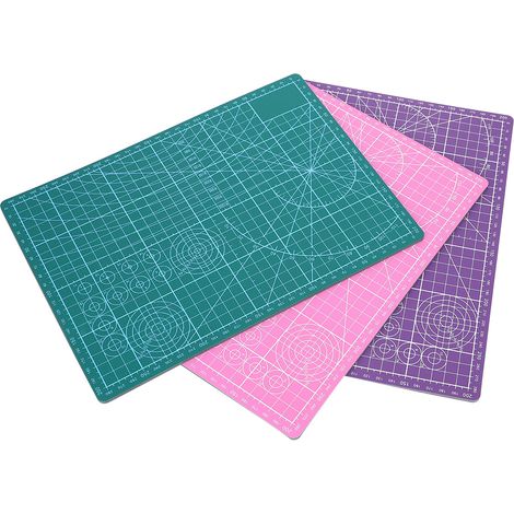 Lot de 3 tapis de découpe A4 en PVC, quadrillés double face, multifonctions, pour l'école, le bureau, la peinture et la gravure.