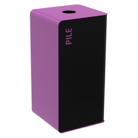 Borne de tri sélectif Cubatri, sans serrure - pile - 40l - gris manganèse / violet - RAL 4008 (1/2)
