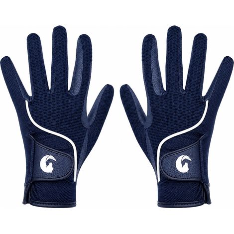 Coco Equestrian Blue (XL) Breathable 3D Mesh Synthetic Leather Horse Riding Gloves (1/5)