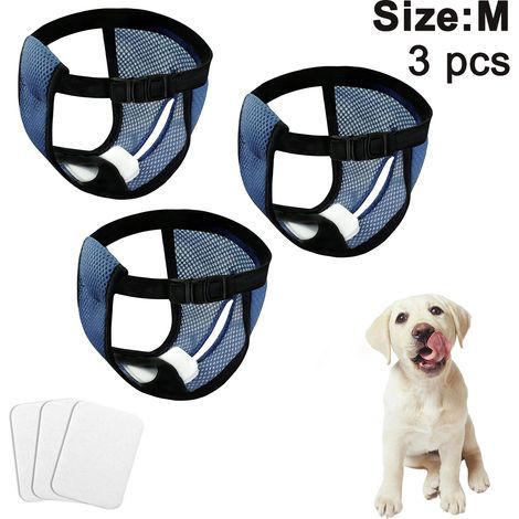 Set mit 3 hygienischen Hundehöschen, waschbar und wiederverwendbar, verstellbarer Verschluss, Öffnung für den Schwanz, Größen: klein, mittel, groß (1/5)