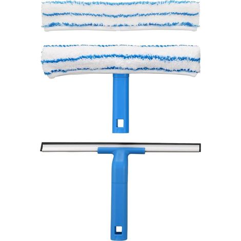 Professioneller Fensterabzieher (30 cm), Fensterreiniger mit Silikonabzieher und Mikrofaserbürste, Fensterreinigungsset für Bad, Dusche, Auto und Fenster (1/5)