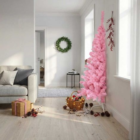 Teenpull – Künstlicher Halb-Weihnachtsbaum mit Ständer Rosa 180 cm PVC (1/5)