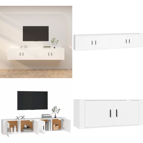 Muebles para TV de pared 2 uds blanco 100x34,5x40 cm - Muebles de pared - Muebles de TV blanco