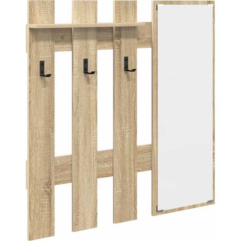 Porte-manteau mural avec miroir Chêne Sonoma 100 x 10 x 100 cm