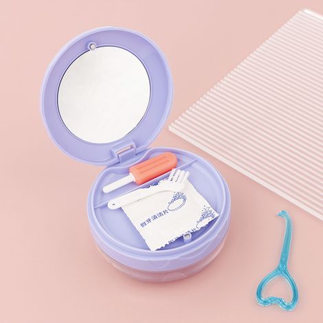 Boîte de rangement pour appareil dentaire, légère et étanche, 3 étages multifonctions, boîte de nettoyage portable bleue (1/5)