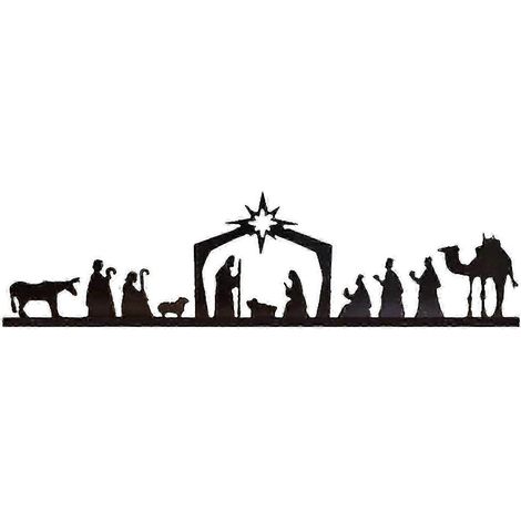 Crèche de Noël - Décoration murale religieuse en métal - Sculptures murales de la Nativité pour la maison ou la ferme (1/5)