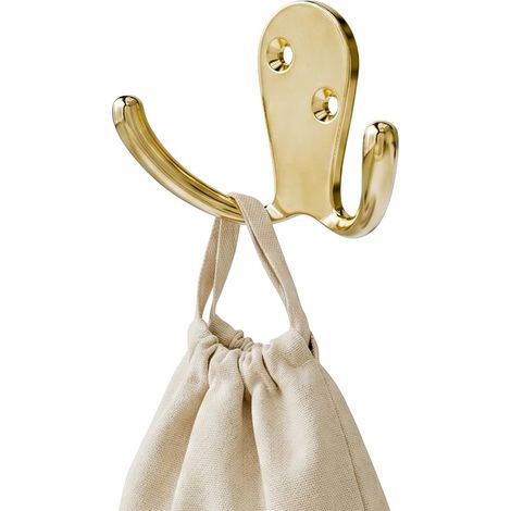 Porte-manteau mural - 71 x 46 x 24 mm - Porte-vêtements couleur doré brossé - Fabriqué en zamak. Mod. CS30 (1/5)