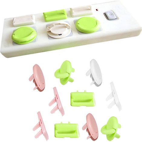 Lot de 10 cache-prises en ABS pour prises 2 et 3 trous, protection électrique domestique (1/5)