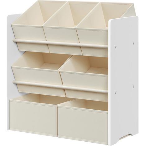 Étagère pour jouets, bibliothèque, 7 paniers en tissu, spacieux, 29,5 x 62,5 x 60 cm, blanc (1/5)