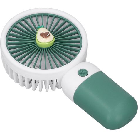 Ventilador de bolsillo portátil, modelo pequeño, estampado de frutas, recargable por USB, ideal para viajes y para llevar a todas partes. Color: verde aguacate.