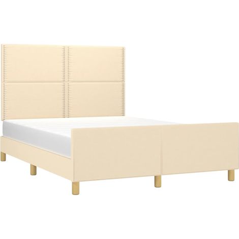 Cadre de lit sans matelas crème 140x190 cm tissu vidaXL (1/5)