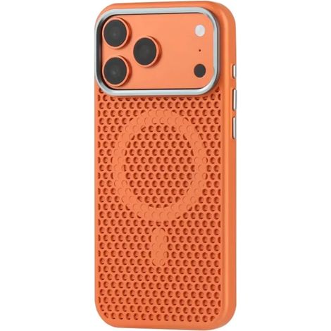 (Orange, iPhone 15) Coque de téléphone mate pour une dissipation thermique optimale, avec cadre de caméra en métal résistant aux chutes.
