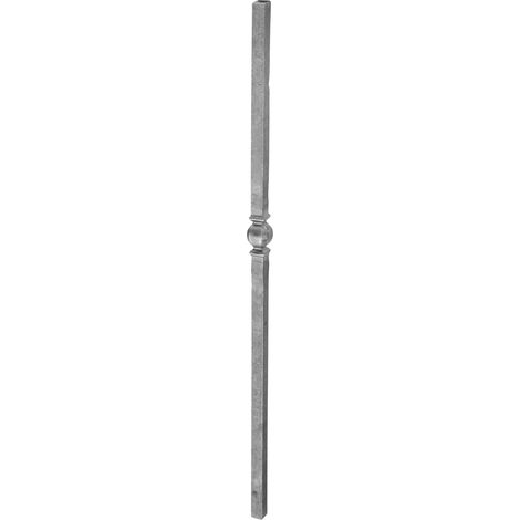 IAM DESIGN Zierstab 1200mm 25x25 mit glatt mit 1 Zierknopf zum Anschweißen, Stahlstange passend zu Handlauf Treppengeländer, SchmiedeStahl