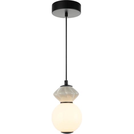 Suspension Art déco boule verre noir LED 5W Balos Italux (1/2)