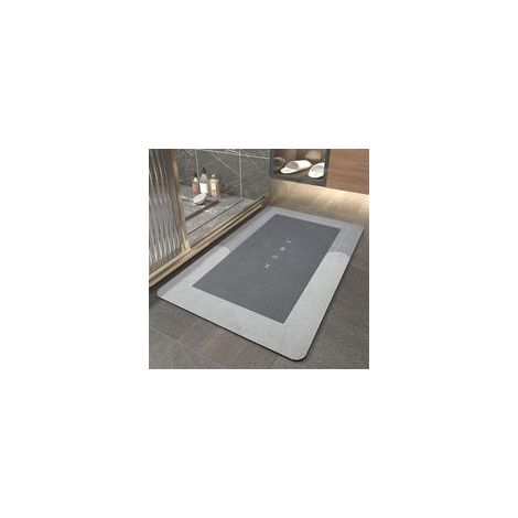 Tappetino da bagno assorbente, ad asciugatura rapida e antiscivolo con un sottile retro in gomma. Può essere posizionato anche sotto una porta. Lavabile, antimacchia, grigio. 80 x 51 cm. - Crezuo