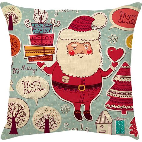 1 paquet d'ornements de Noël pour taies d'oreiller de Noël Housses de coussin Père Noël Décoration d'intérieur, Style 11 (1/2)
