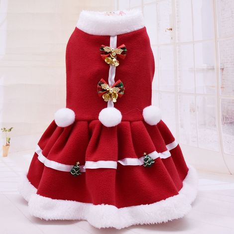 Vêtements pour animaux de compagnie, robe de Noël, vêtements de Noël pour chien, polaire double face épaisse (1/4)
