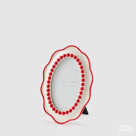 EDG Enzo De Gasperi Portafoto Mille Perle White Red 21x15x2 cm – Decorazione di Natale (1/2)
