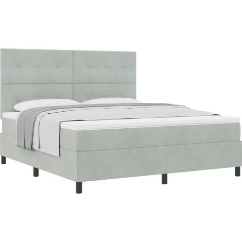 Maison Exclusive - Boxspringbett mit Kopfteil Hellgrau 180 x 200 (1/5)